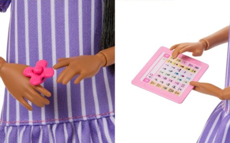 The autistic Barbie doll + accessories. (Photo illustration: Yahoo News; photos: Mattel)
