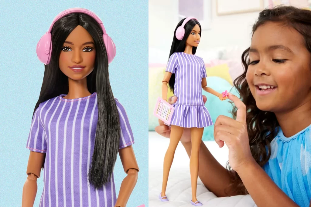 The autistic Barbie doll. (Photo illustration: Yahoo News; photos: Mattel)
